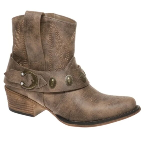 Natural Reflections Kaylee Taupe Brown Western Cowgirl Style Booties Size 8 - Picture 1 of 12